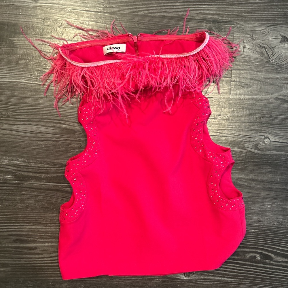 Chic Pink Feathered Top